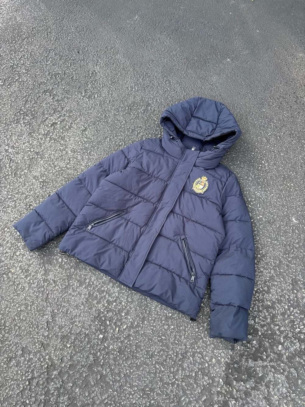 Lauren Ralph Lauren Crest Logo Velvet Puffer Jacket Coat Size men’s s